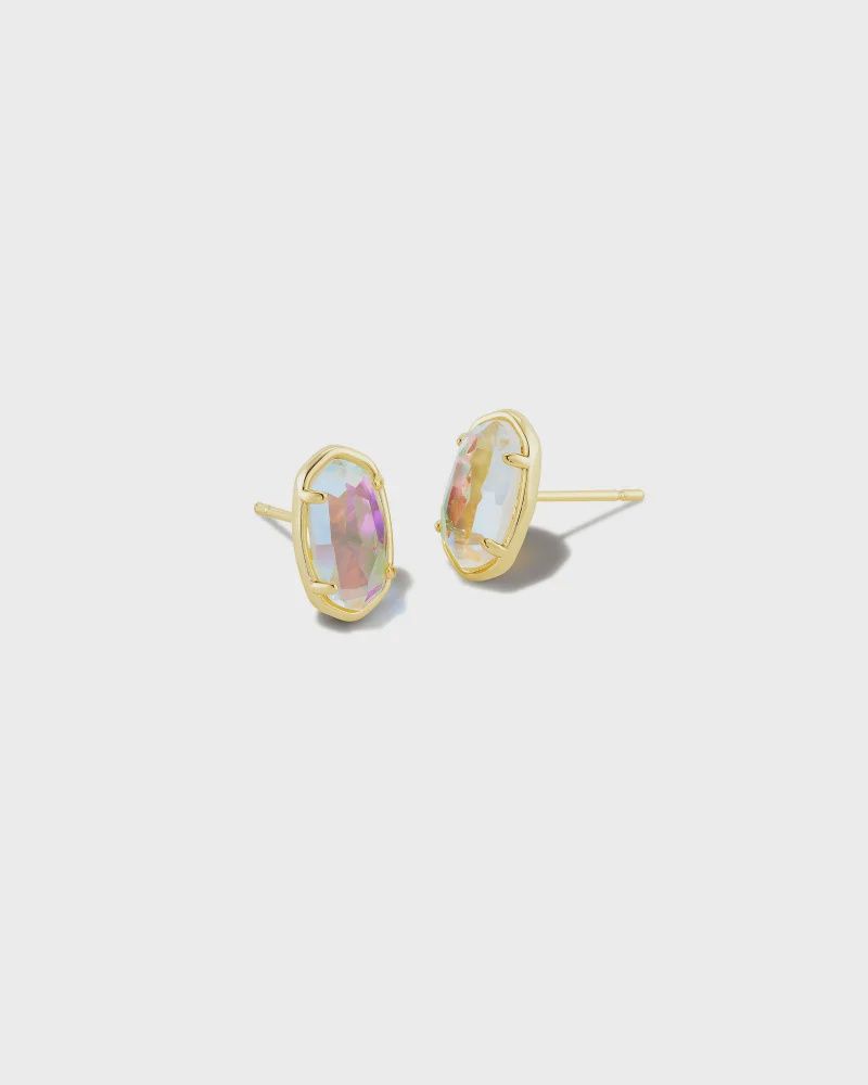 Grayson Stud Earring-Gold Iridescent Drusy