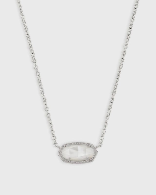Elisa Necklace Rhodium White Opal OP18