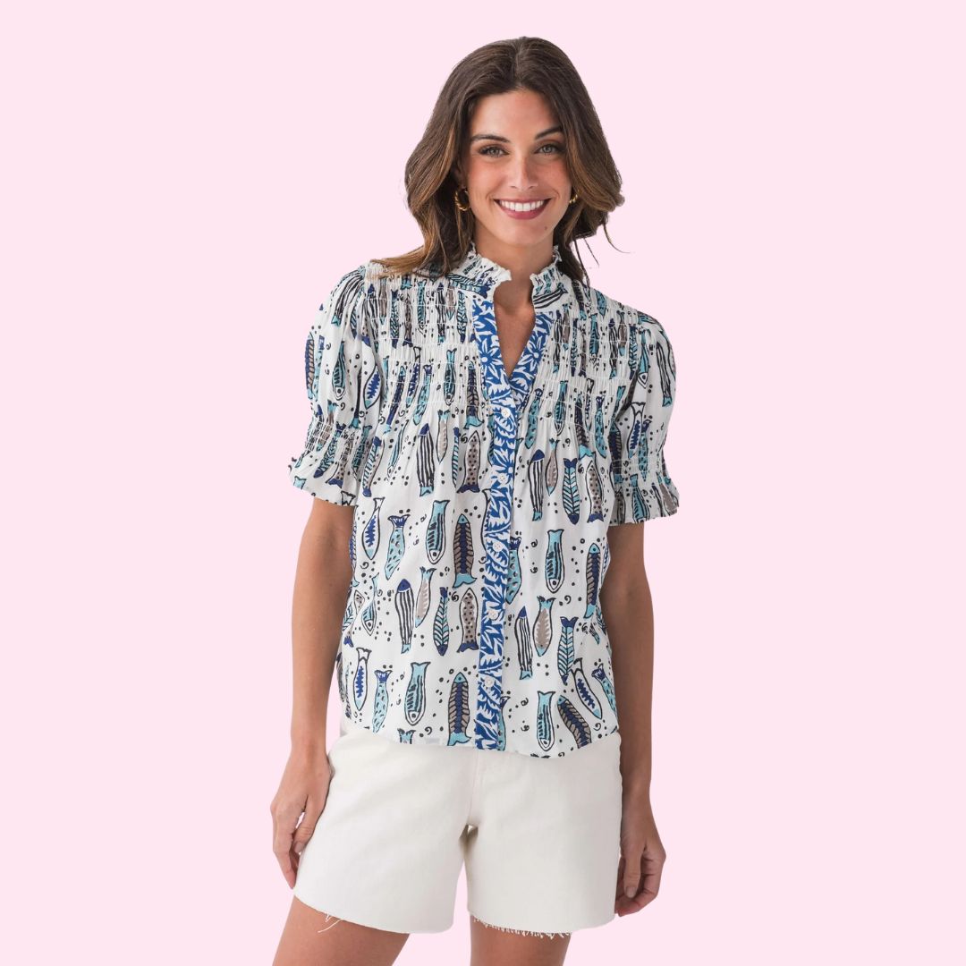 Short Sleeve Fish Print Top