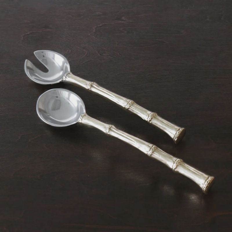 Garden Bamboo Salad Servers w/Gold Handles-Pritchard
