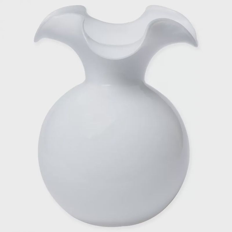 Hibiscus White Small Fluted Vase-Pritchard