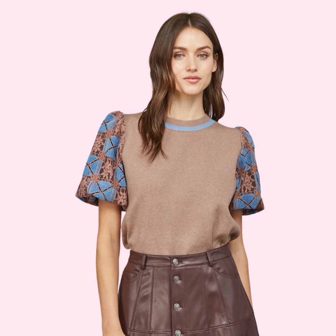 BUBBLE SLEEVE SWEATER