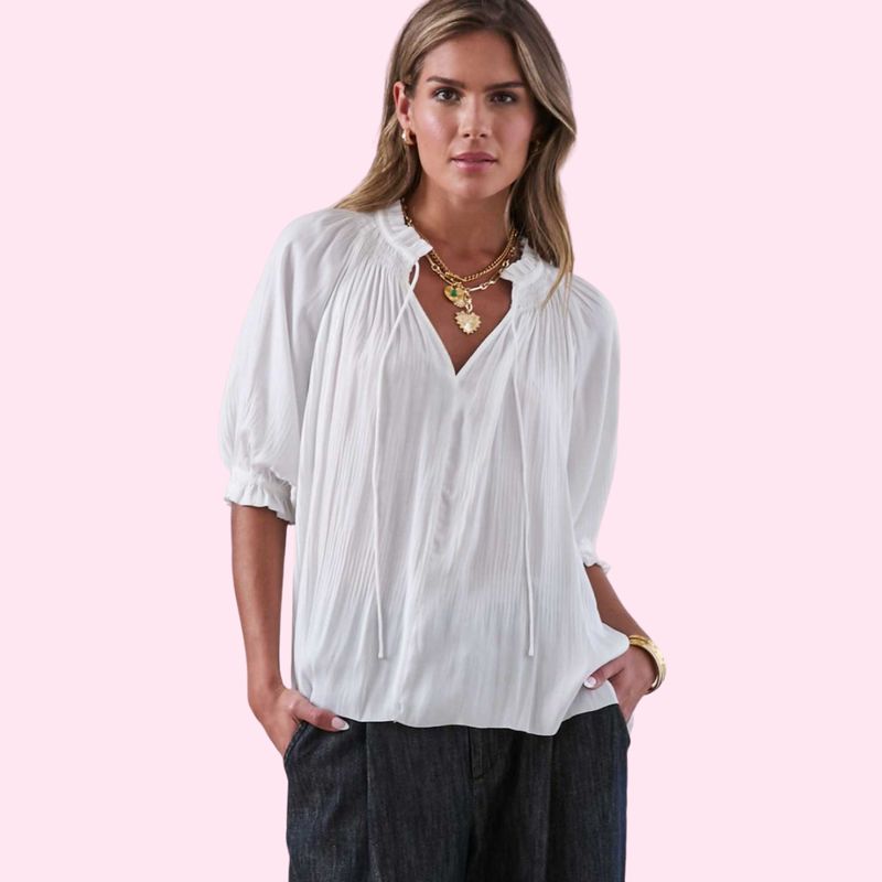 TIE FRONT TOP WHITE