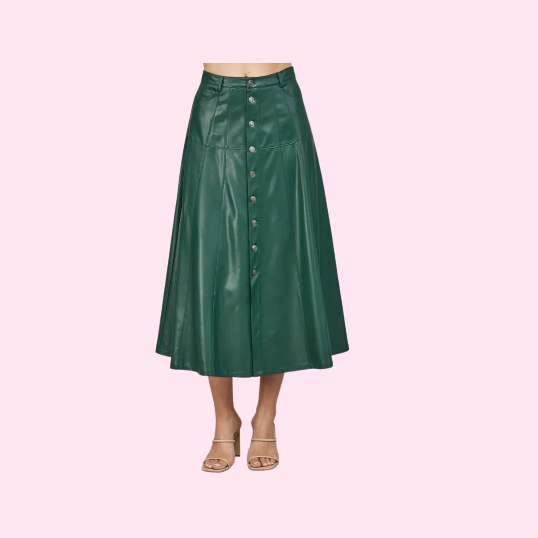Hunter Green A-Line Midi Skirt