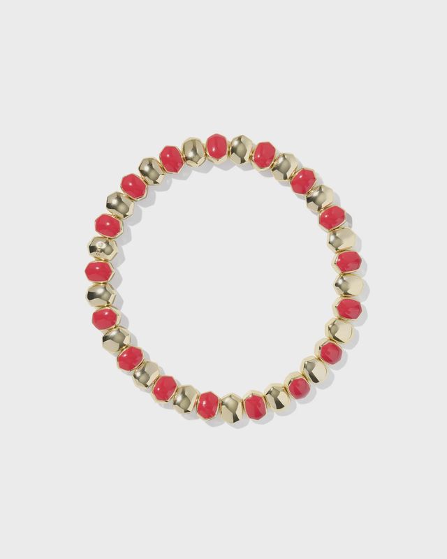 Daphne Enamel Gold Stretch Bracelet-Red