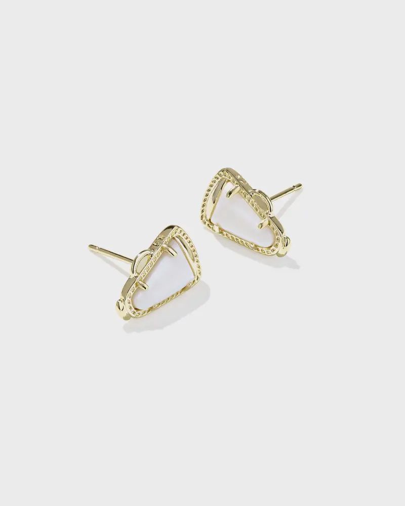 Cheer Stud Gold Earring-Mother of Pearl