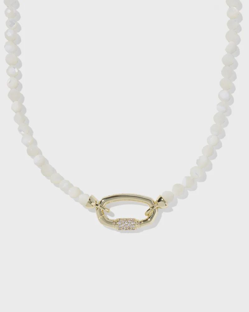 Emery Beaded Strand Necklace-Gold Ivory Mother of Pearl