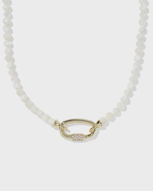 Emery Beaded Strand Necklace-Gold Ivory Mother of Pearl