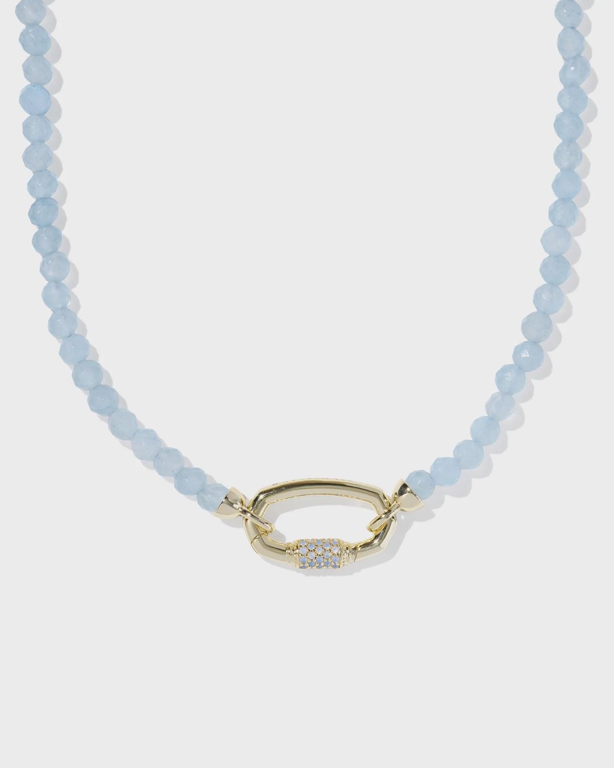 Emery Beaded Strand Necklace-Gold Lt Blue Chalcedony