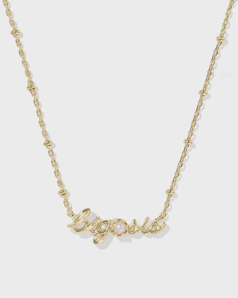 Big Sis Short Gold Pendant Necklace-Freshwater Cultured Pearl