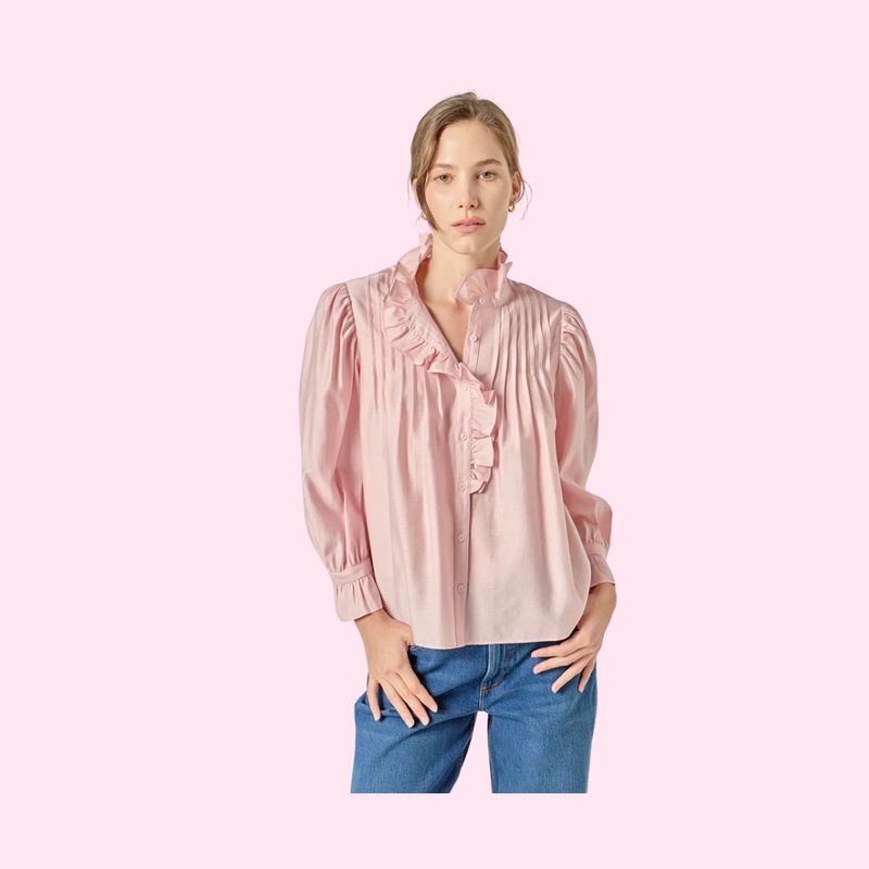 Pink Ruffle Detailed Blouse