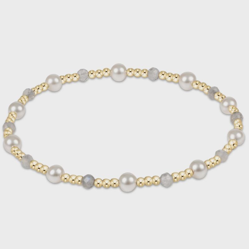 Labradorite Pearl Sincerity Pattern Bead Bracelet 4mm