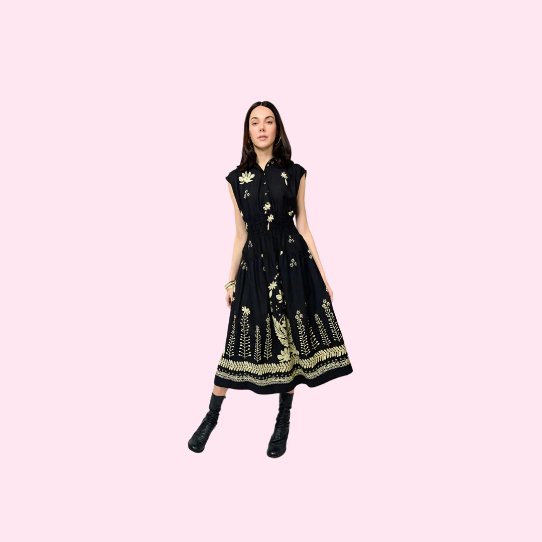 Uncle Frank Black Flowers Dress