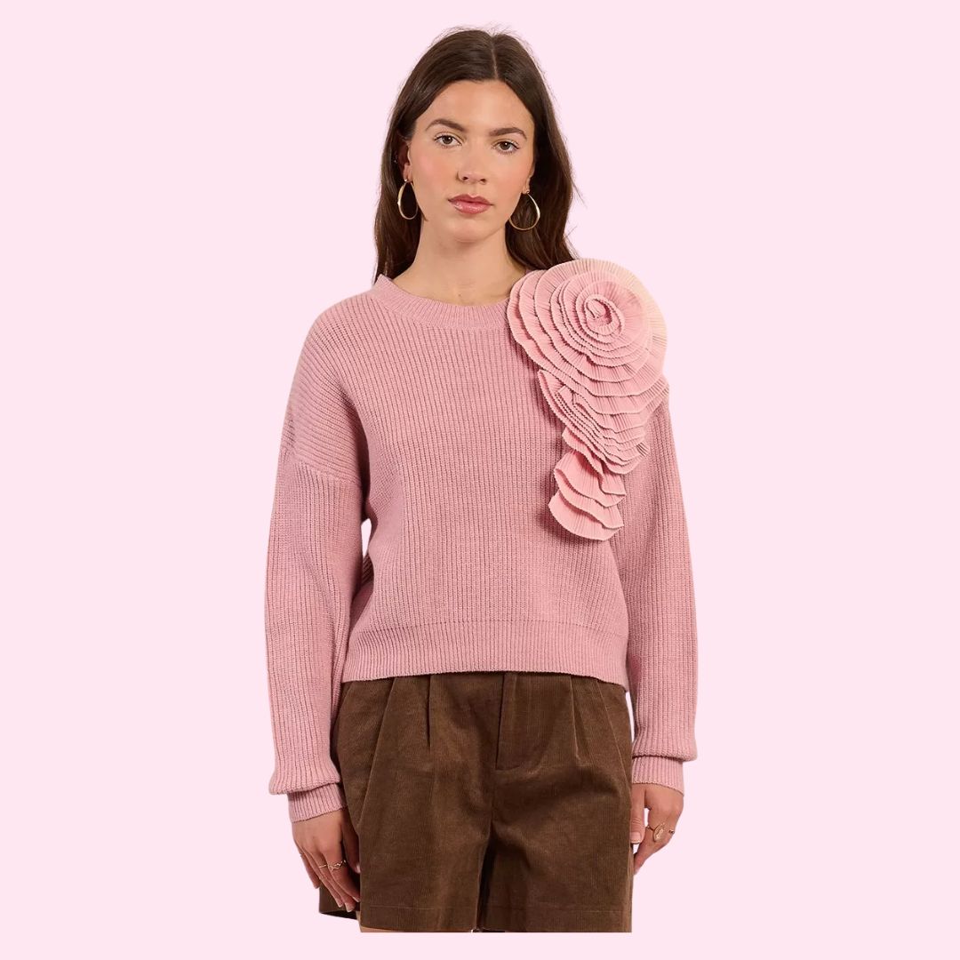 Pink Sweater w/Flower