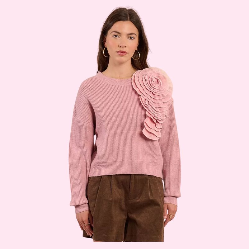 Pink Sweater w/Flower