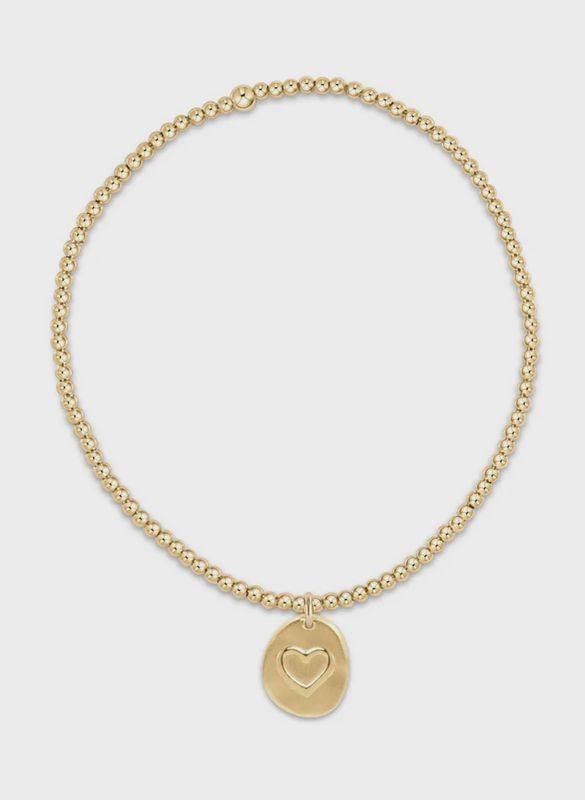 Classic Gold 2mm Bead Bracelet-Inspire Love Sm Charm