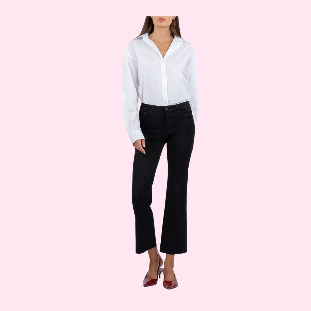 Kelsey Mid Rise Ankle Flare-Black