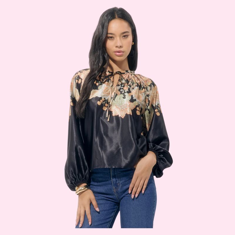 Joa Border Printed Blouse