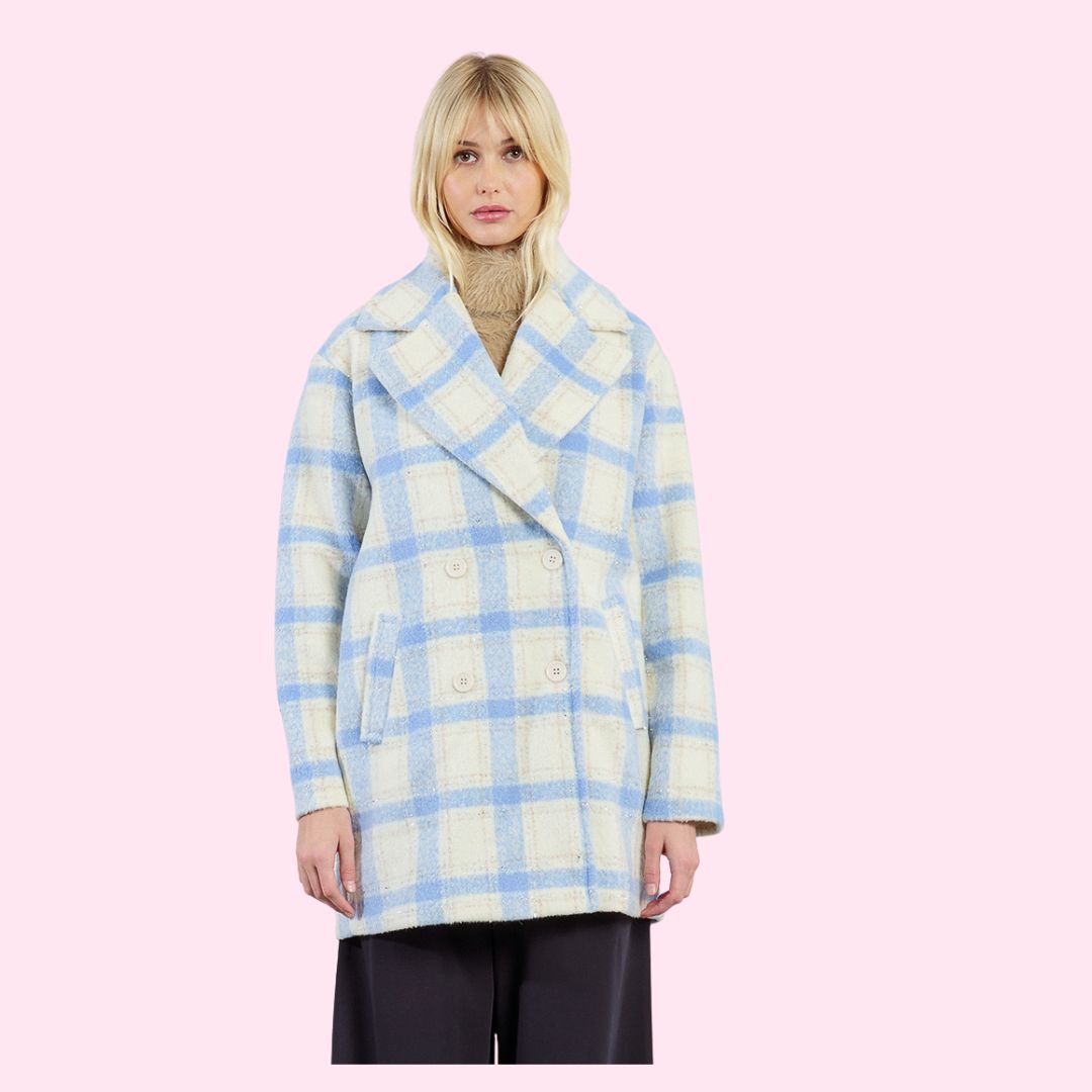Light Blue Plaid Coat