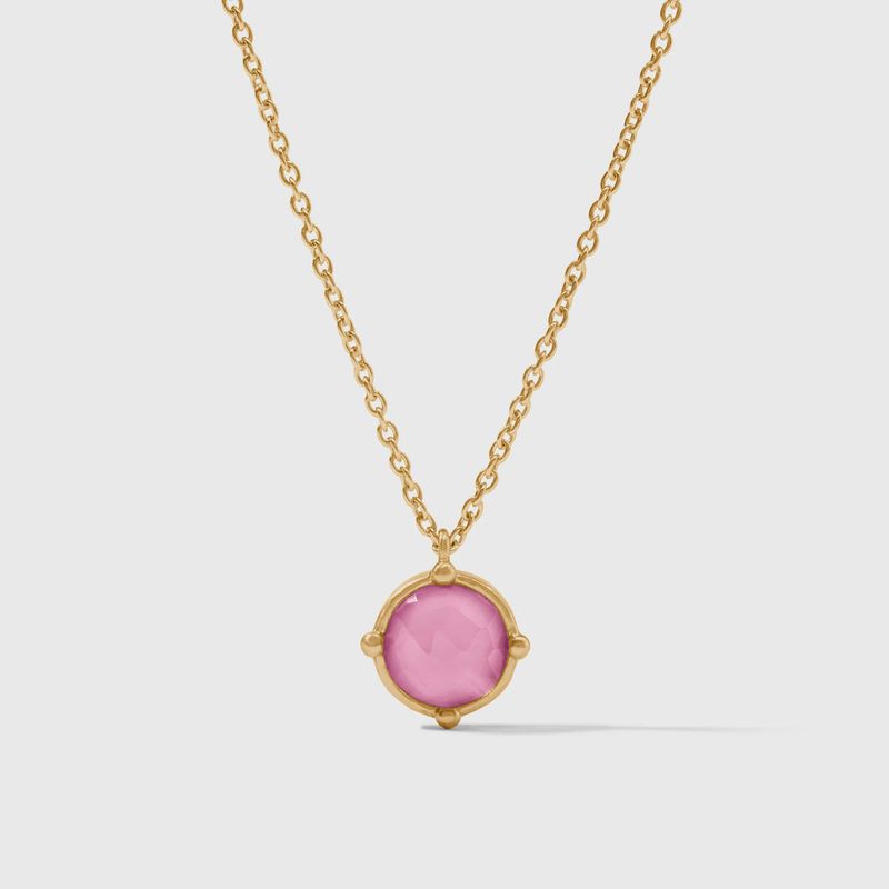 Honeybee Solitaire Necklace-Iridescent Tourmaline Pink