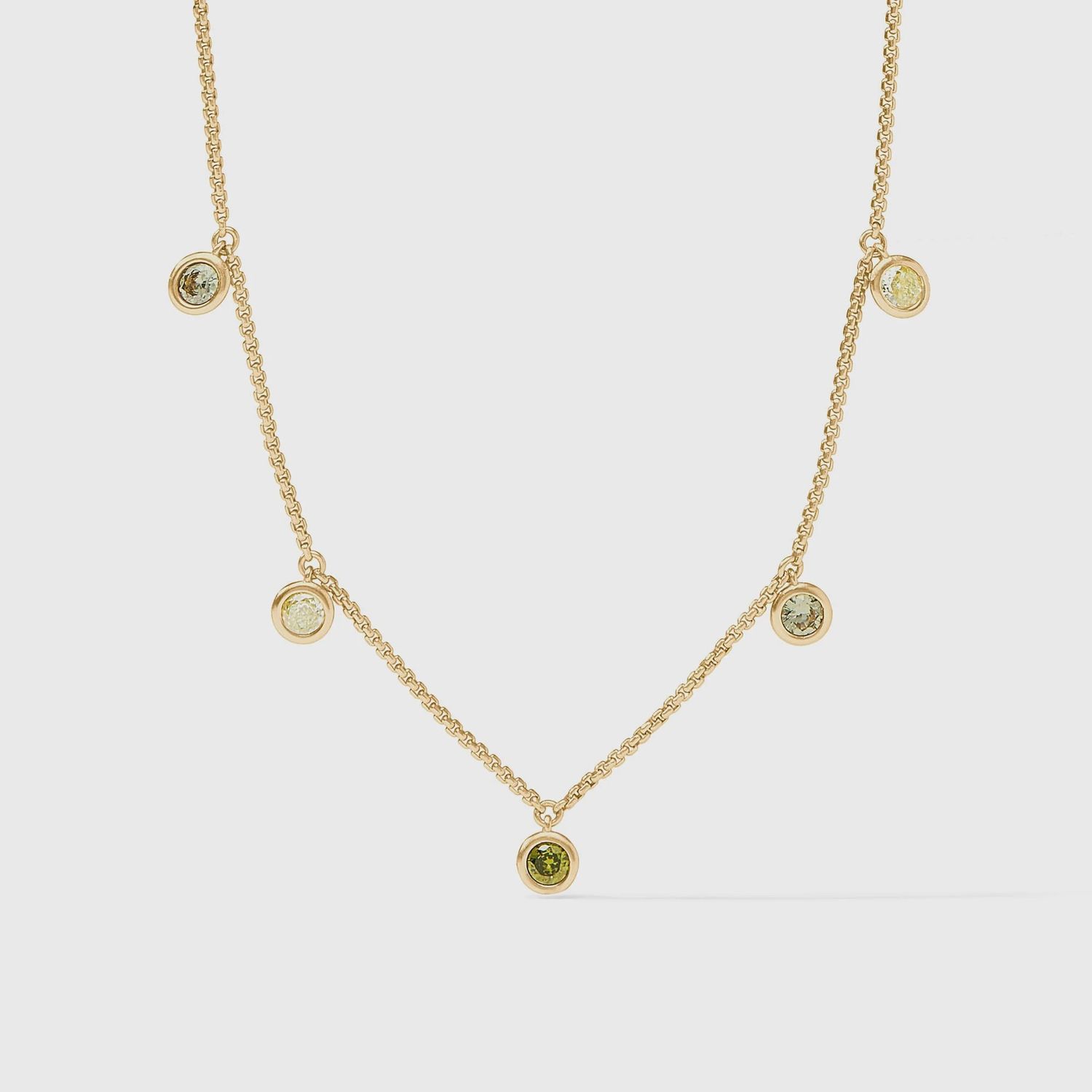 Rainbow Delicate Charm Necklace-Shades of Jade