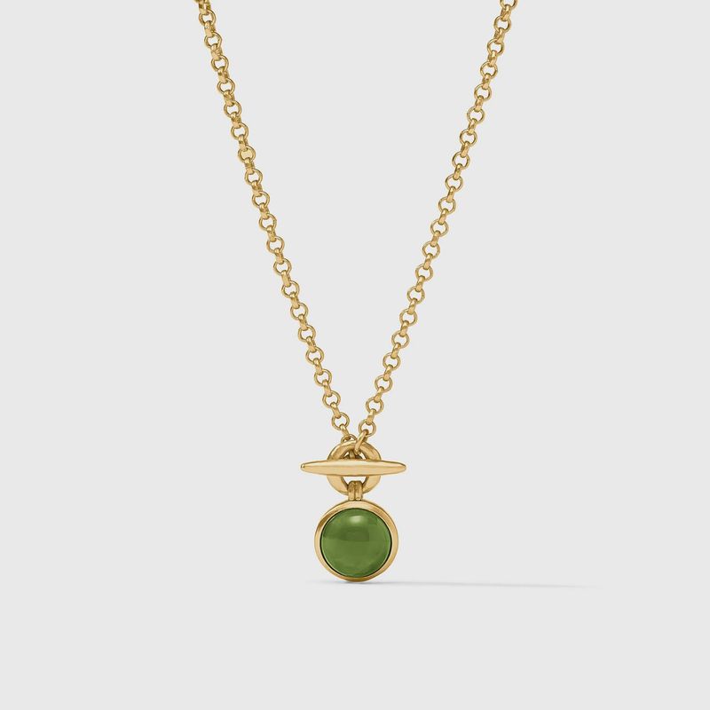 Solara Solitaire Necklace-Iridescent Palmetto Green