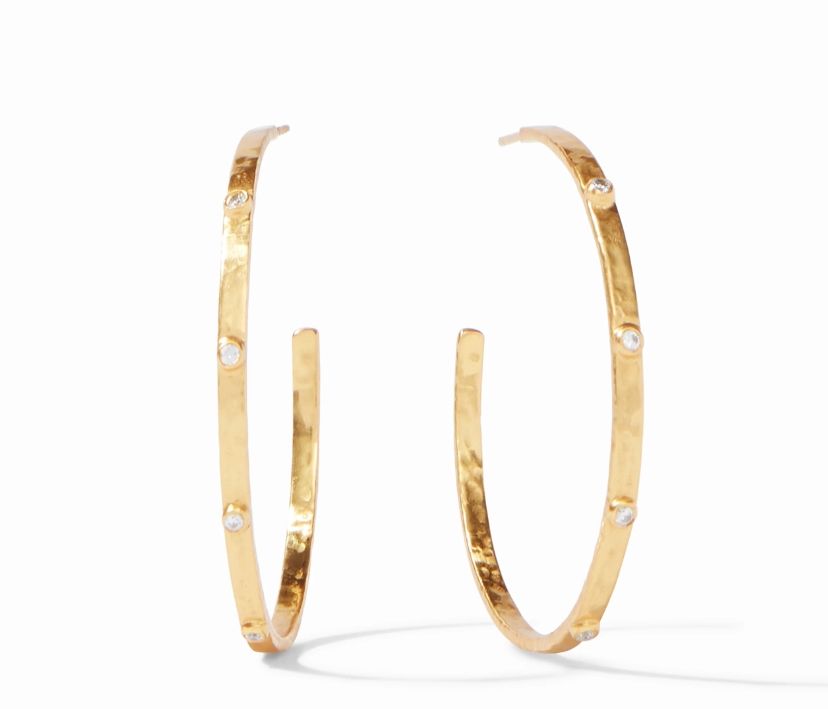 Crescent Stone Hoop-Cubic Zirconia-XL