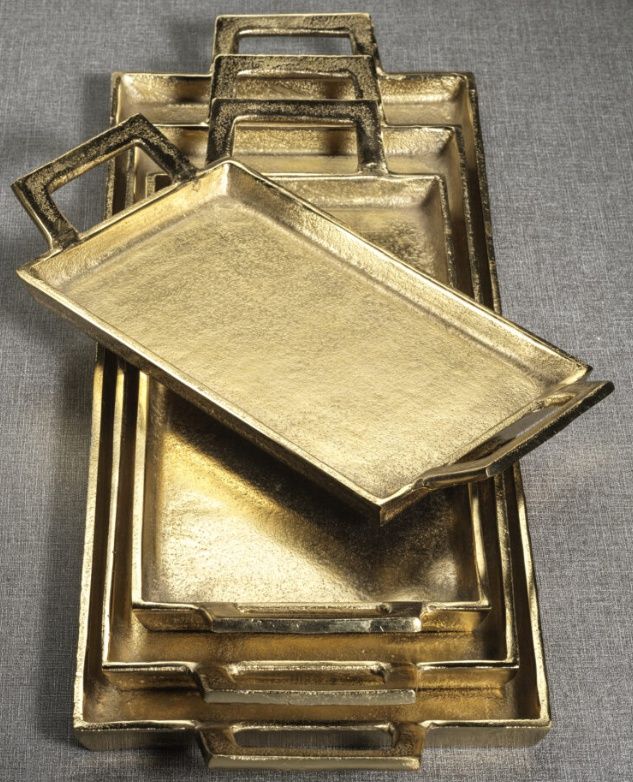 14&quot; x 6.5&quot; Gold Aluminum Tray