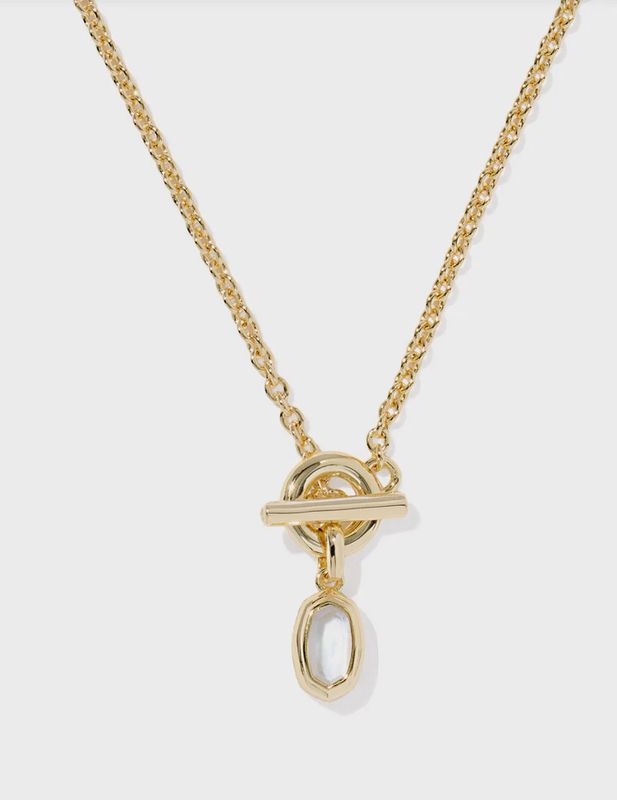 Mini Elisa Toggle Pendant Necklace-Gold Ivory MOP