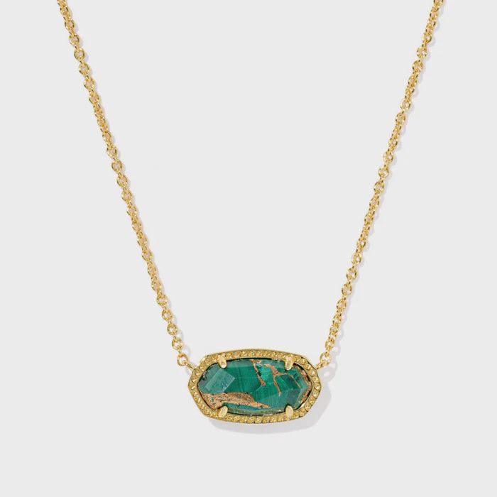 Elisa Necklace-Gold Brz Vnd Malachite