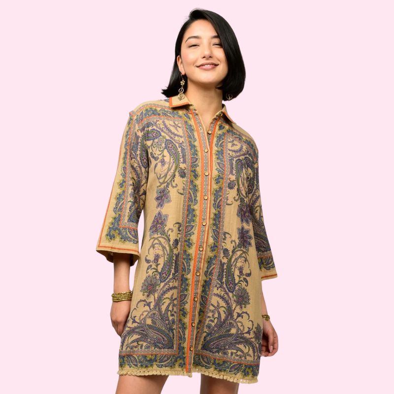 Paisley Border Shirtdress