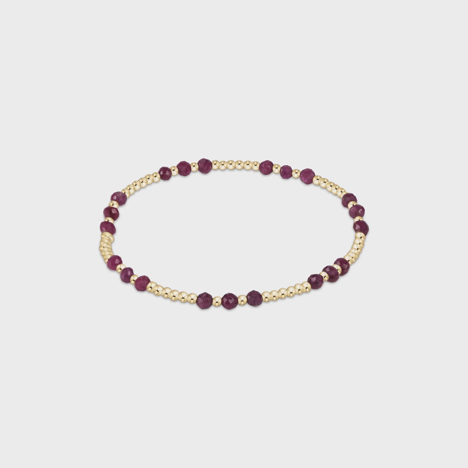 Gemstone Gold Joy 3mm Bead Bracelet-Ruby