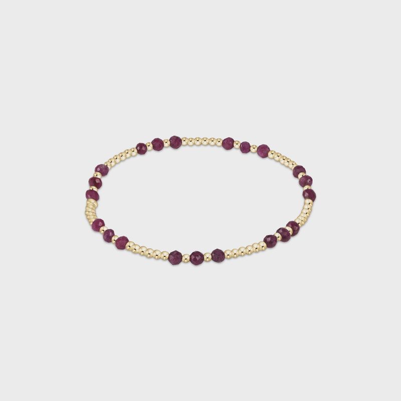 Gemstone Gold Joy 3mm Bead Bracelet-Ruby
