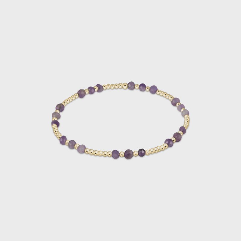 Gemstone Gold Joy 3mm Bead Bracelet-Amethyst