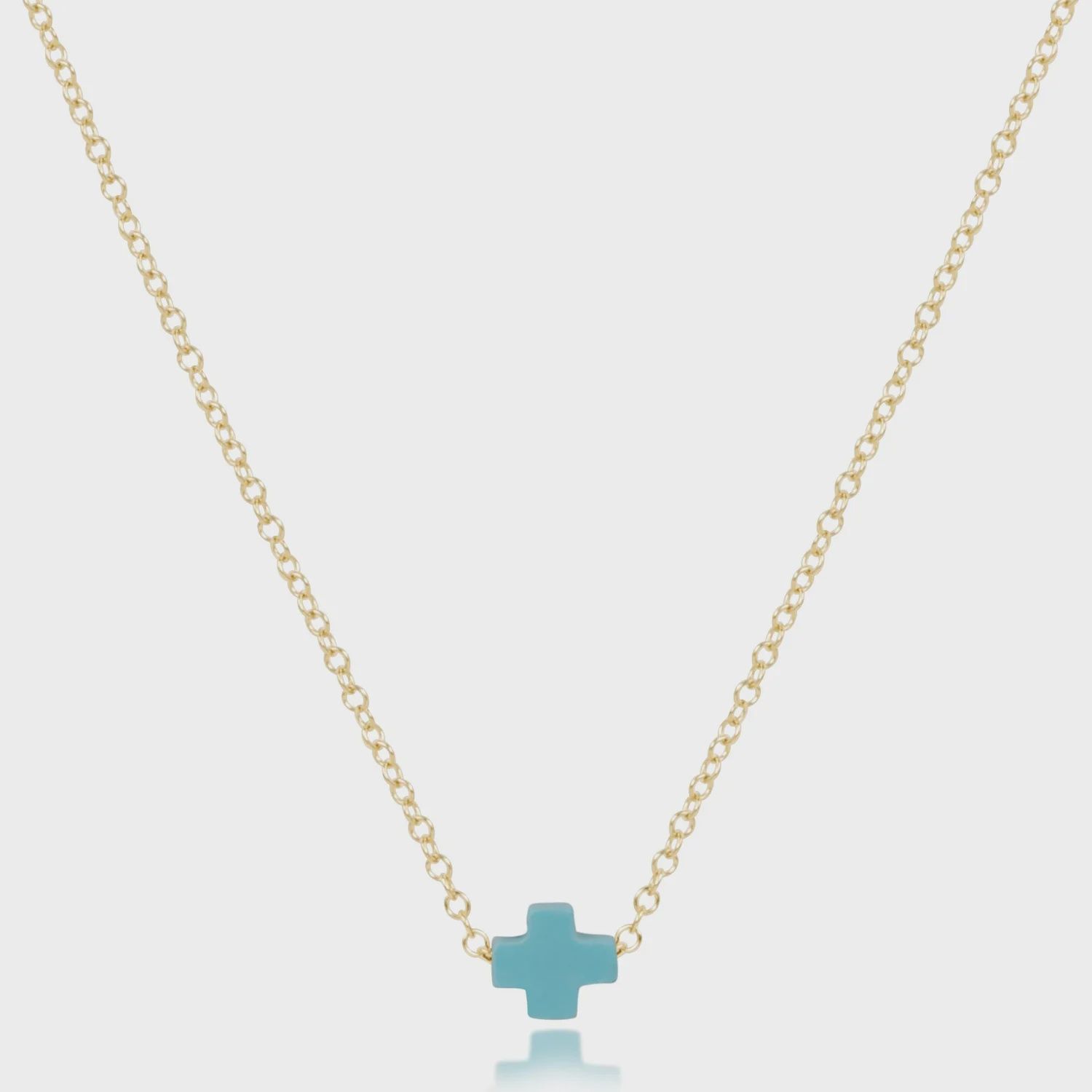 16&quot; Gold Signature Small Cross Necklace-Mint