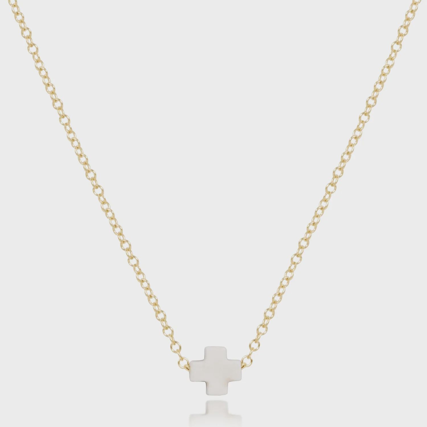 16&quot; Gold Signature Small Cross Necklace-Off-White