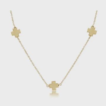 17&quot; Choker Gold Simplicity Chain-Signature Gold Cross