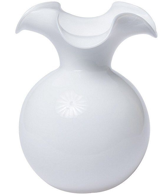 Hibiscus White Medium Fluted Vase-Loeblein