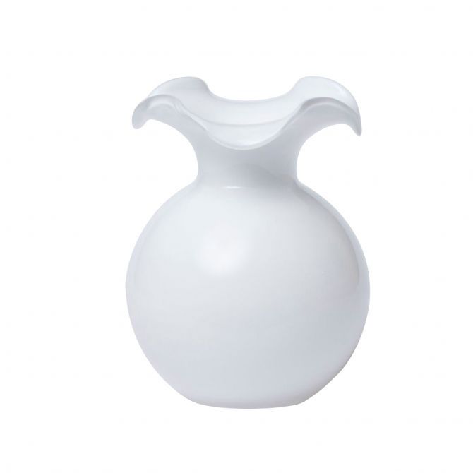 Hibiscus White Small Fluted Vase-Loeblein