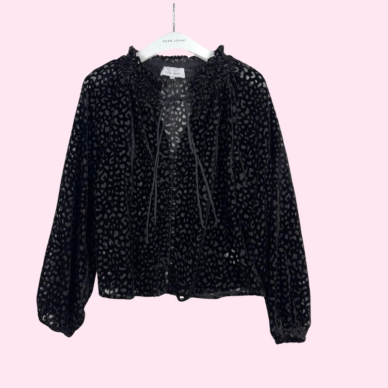 Robena Black Leopard Top