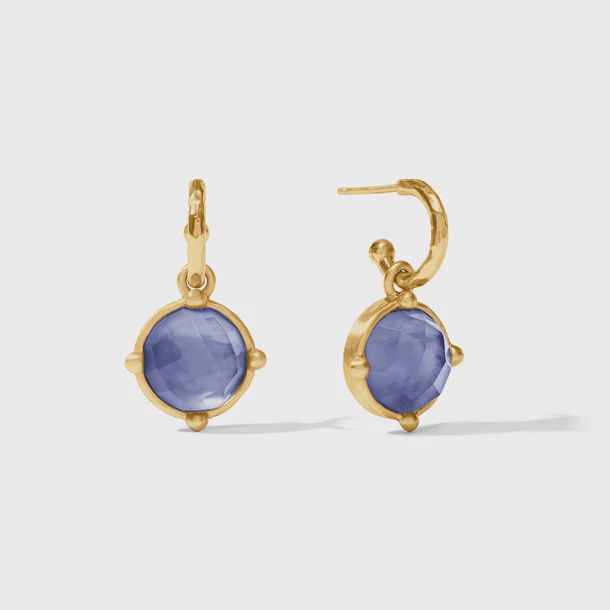Honeybee Hoop &amp; Charm Earring-Iridescent Tanzanite Blue