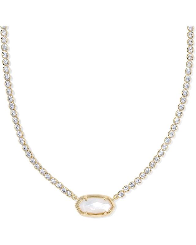Elisa Tennis Necklace-Gold Ivory MOP