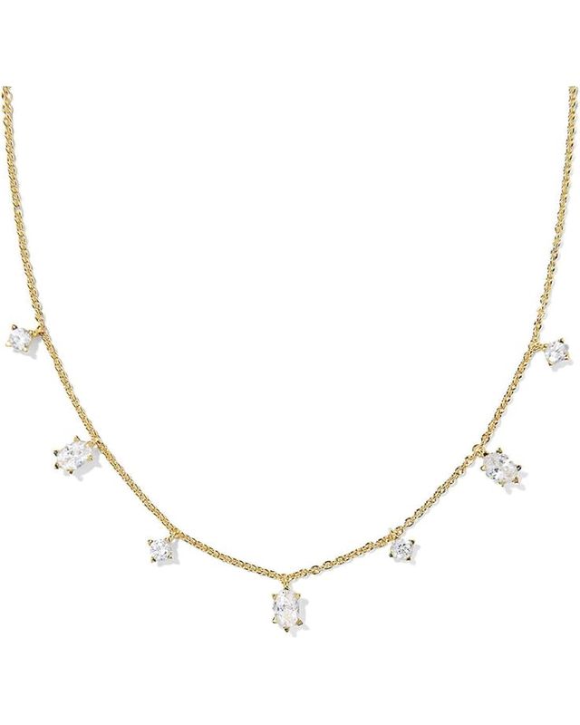 Cailin Strand Necklace-Gold White CZ