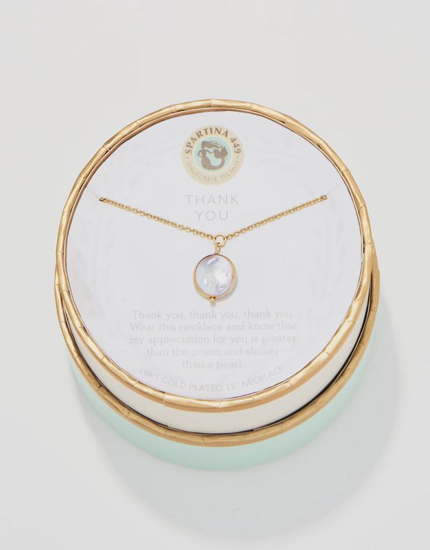 Thank You/ Coin Pearl Necklace 18&quot;