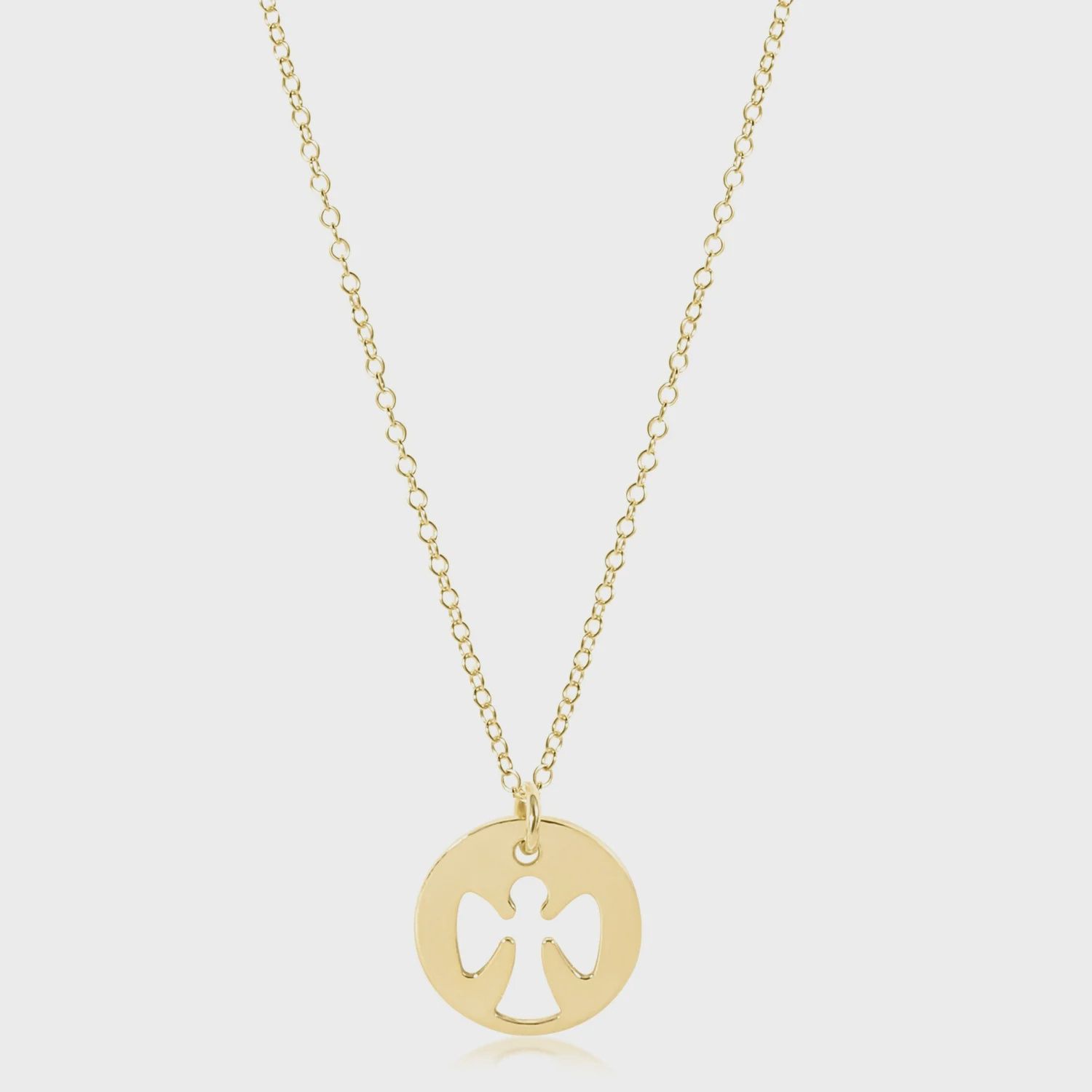 16&quot; Gold Guardian Angel Disc Necklace