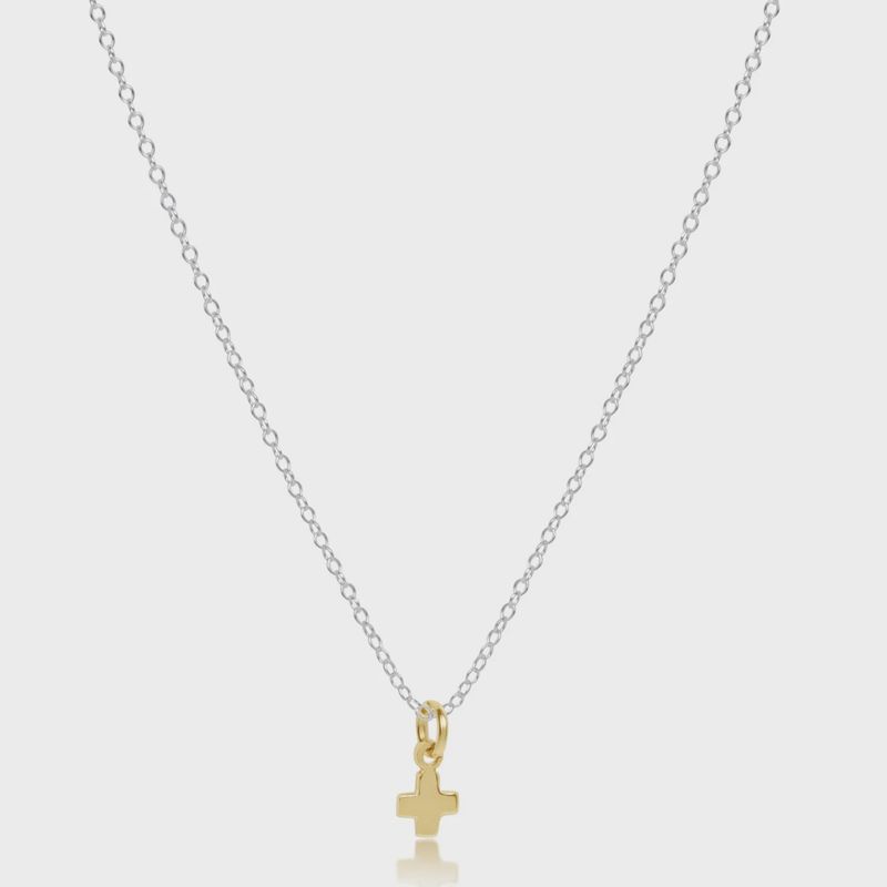 16&quot; Necklace Sterling Mixed Metal-Signature Sm Gold Cross