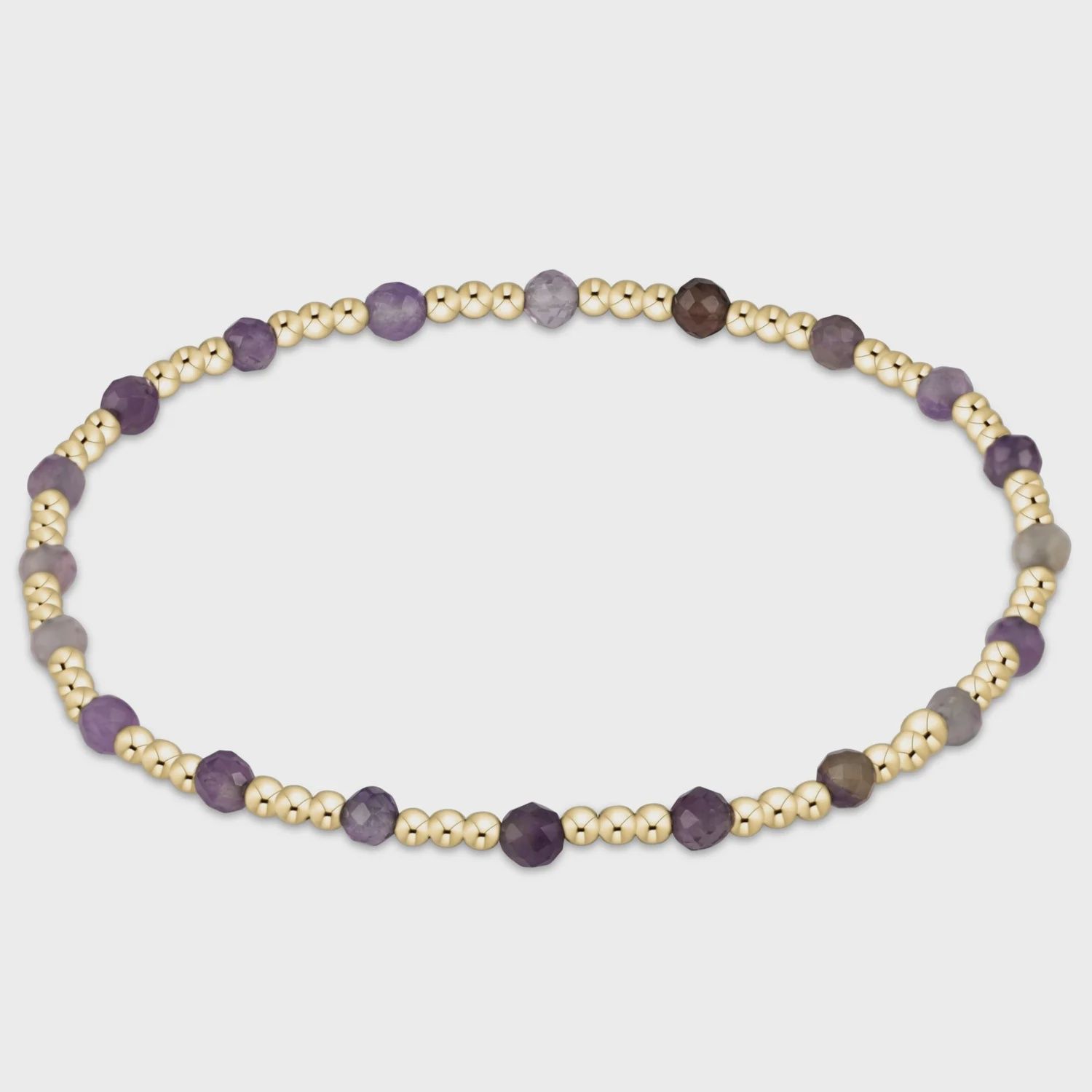 Sincerity Gold Gemstone Bead Bracelet 3mm-Amethyst