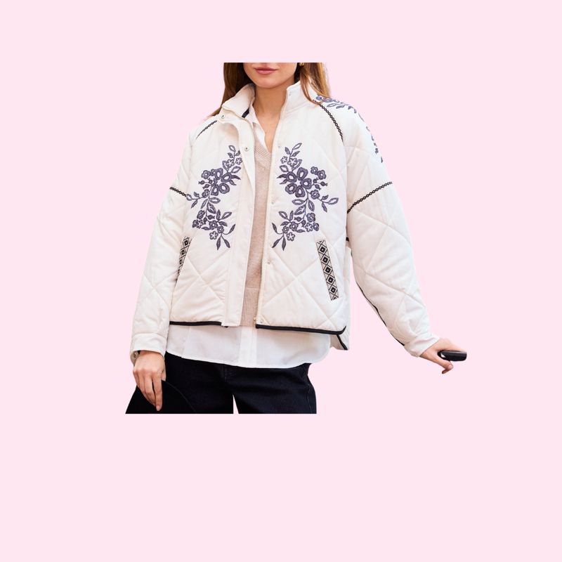 Ivory/Black Quilted Jacket