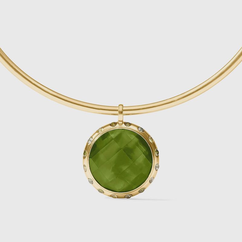 Rainbow Statement Necklace-Iridescent Palmetto Green