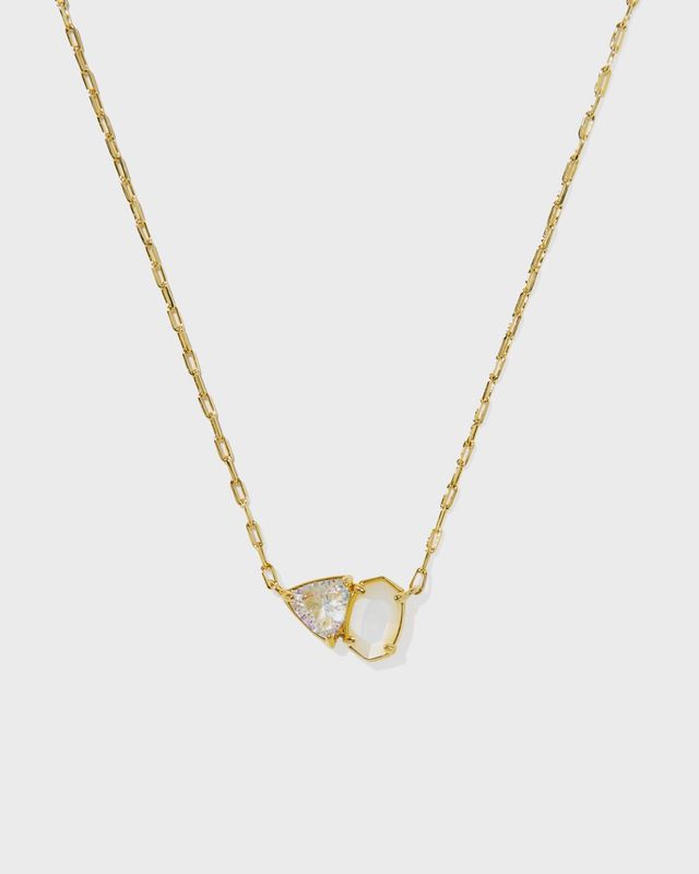 Tatum Short Pendant Necklace-Gold Neutral Mix